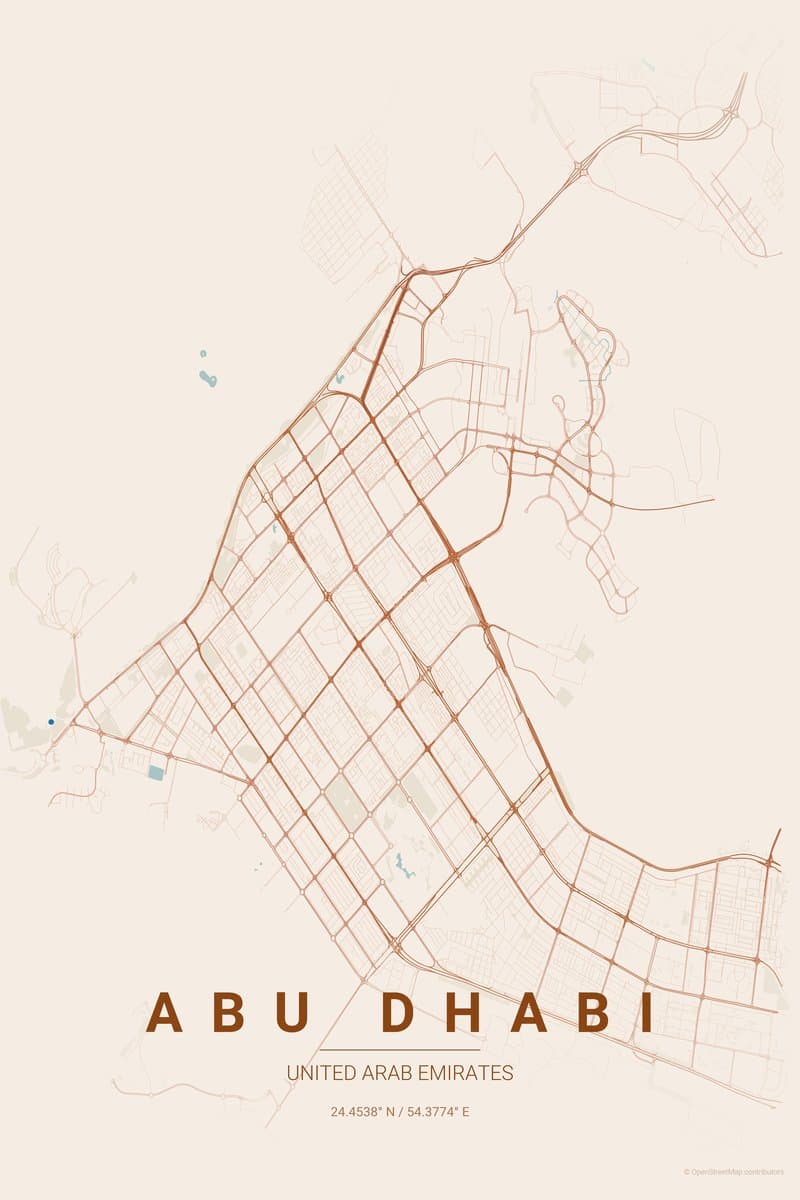 Abu Dhabi Terracotta map poster preview