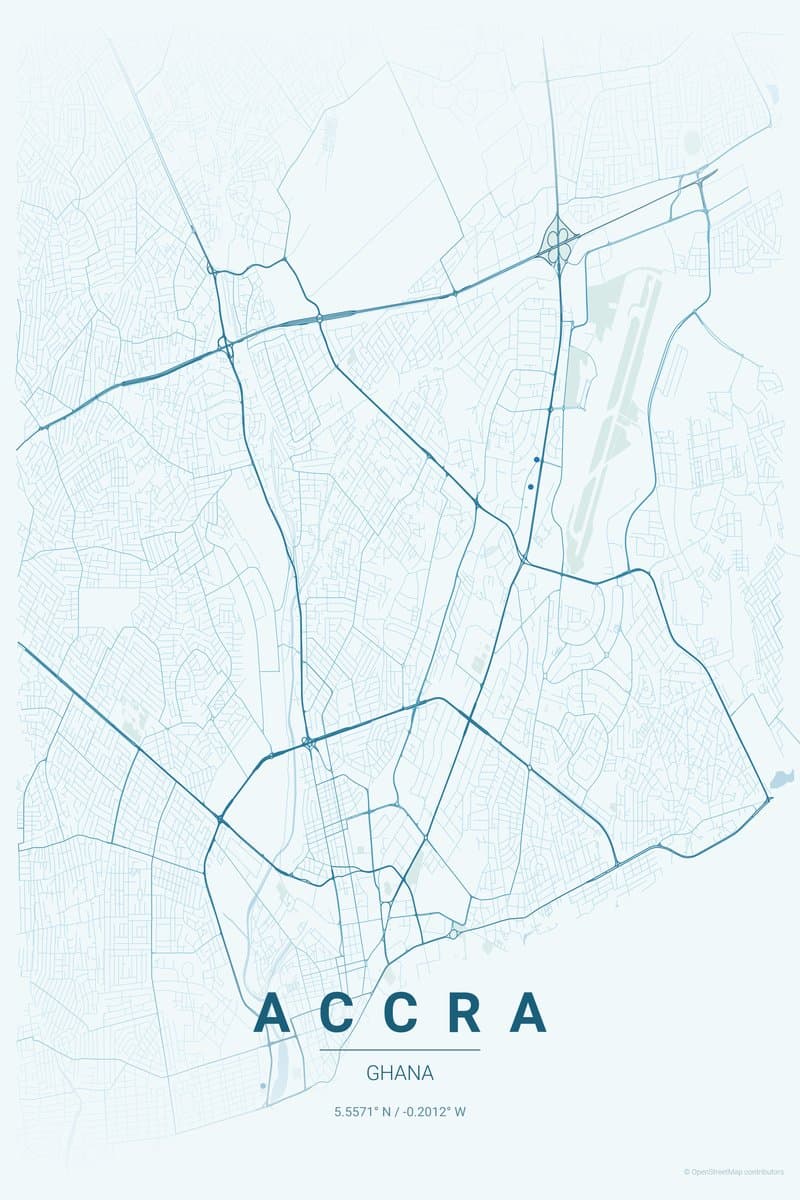 Accra Ocean map poster preview