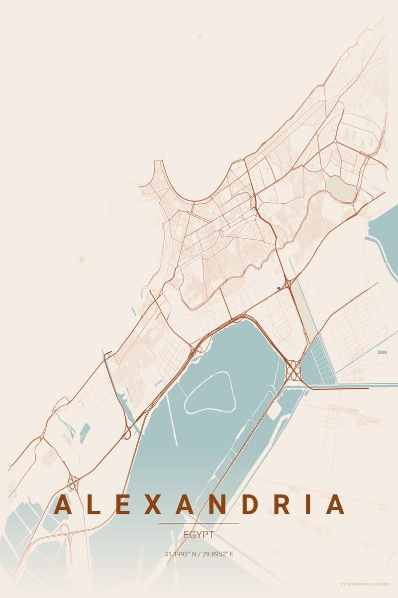 Alexandria Terracotta map poster preview