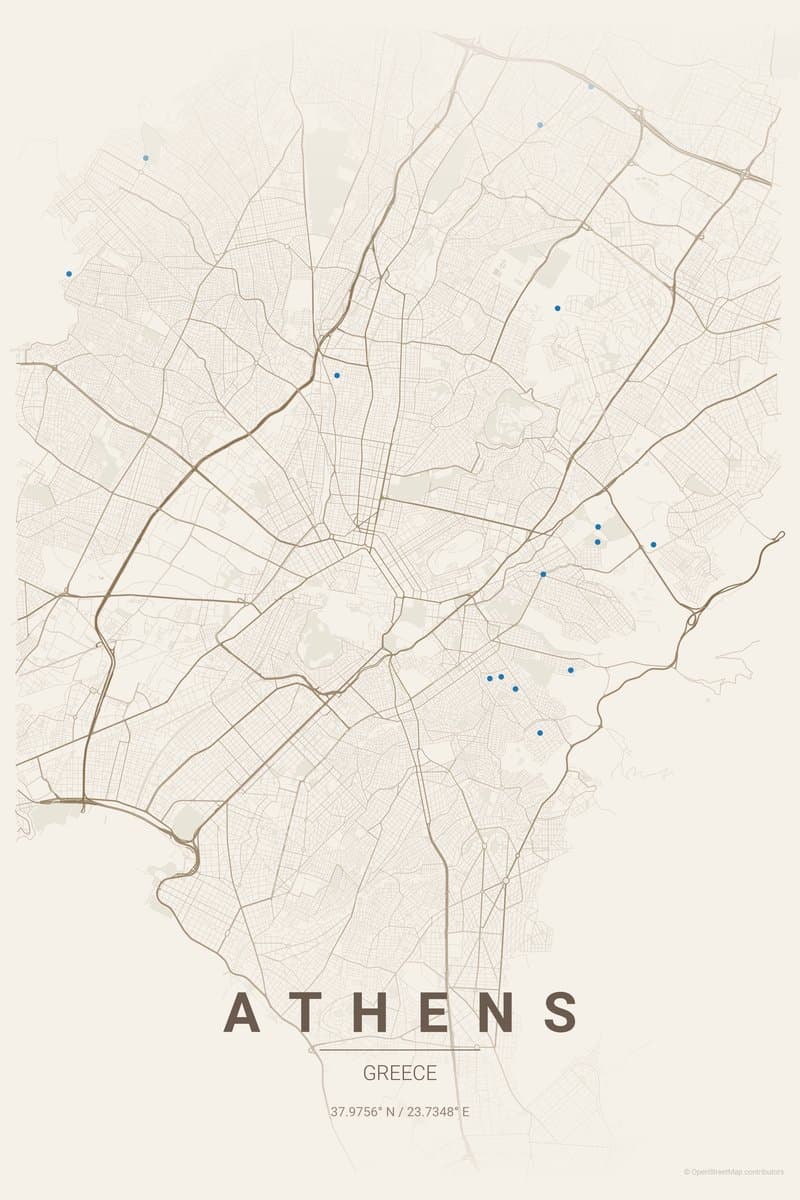 Athens Warm beige map poster preview