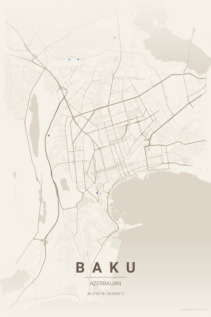 Baku Warm beige map poster preview