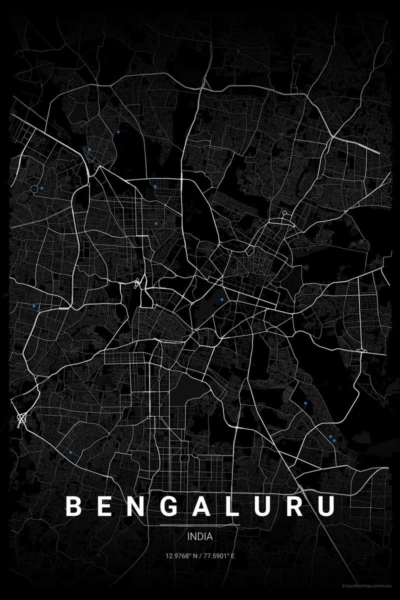 Bengaluru Noir map poster preview