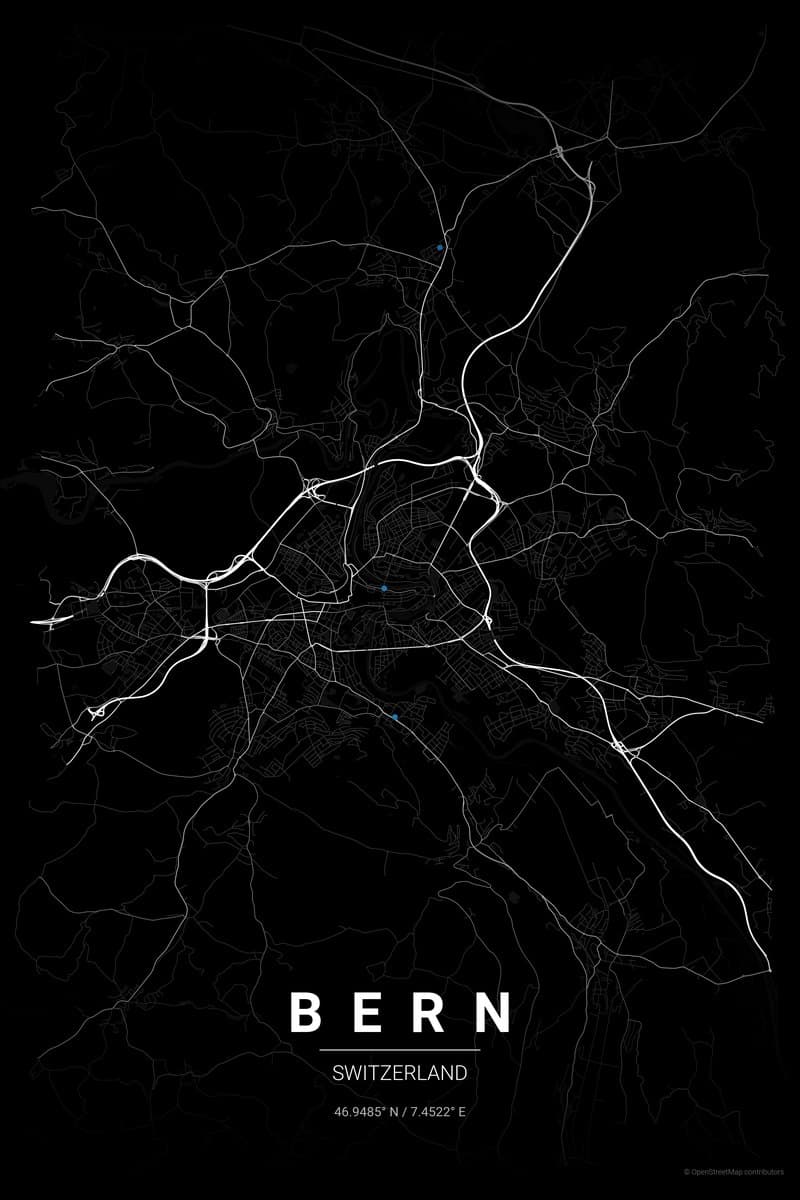 Bern Noir map poster preview