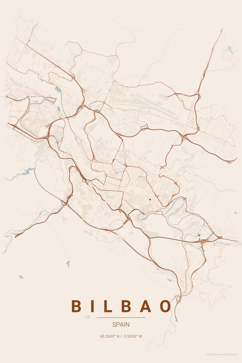 Bilbao Terracotta map poster preview
