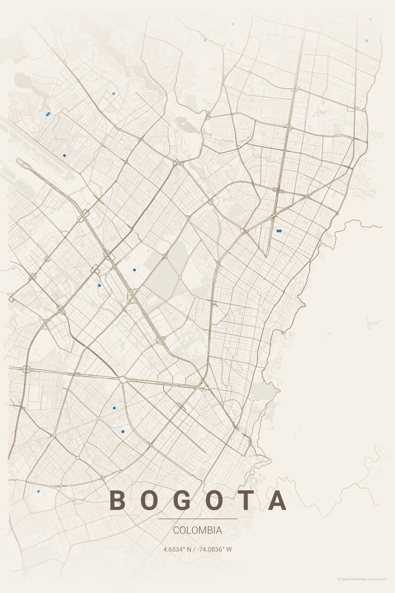 Bogota Warm beige map poster preview