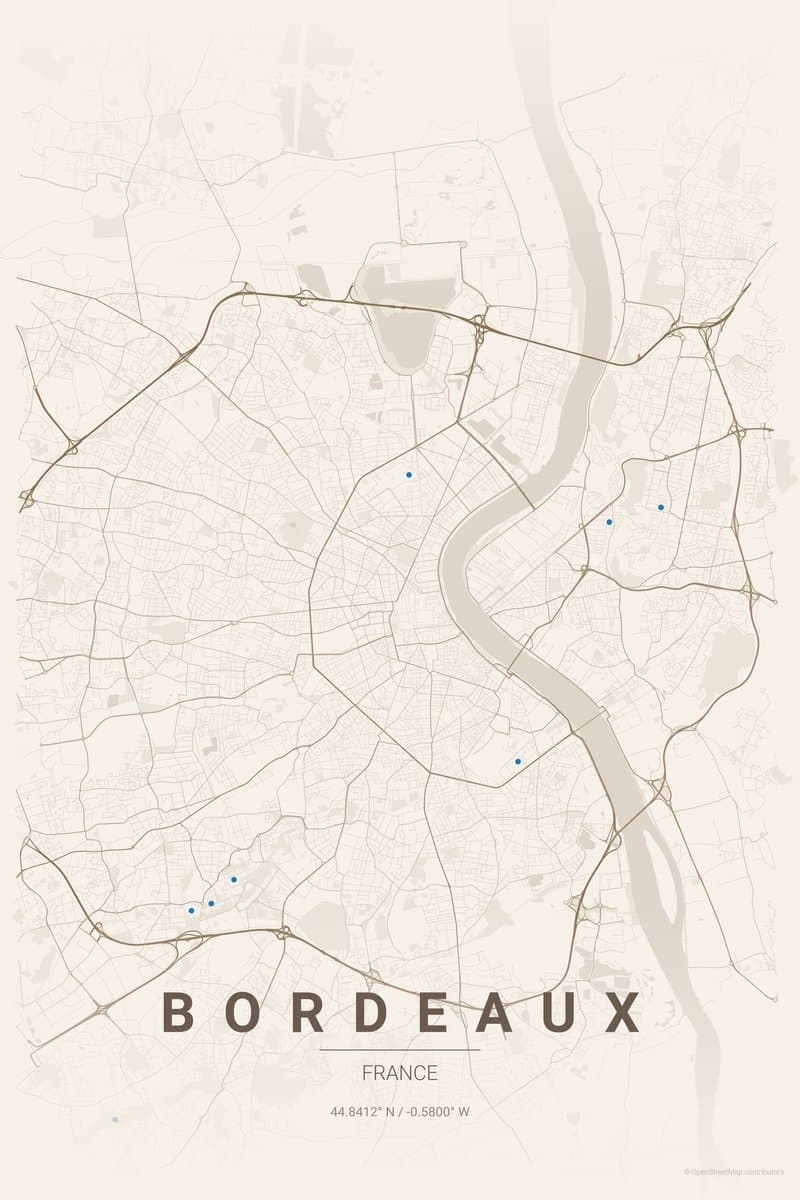 Bordeaux Warm beige map poster preview