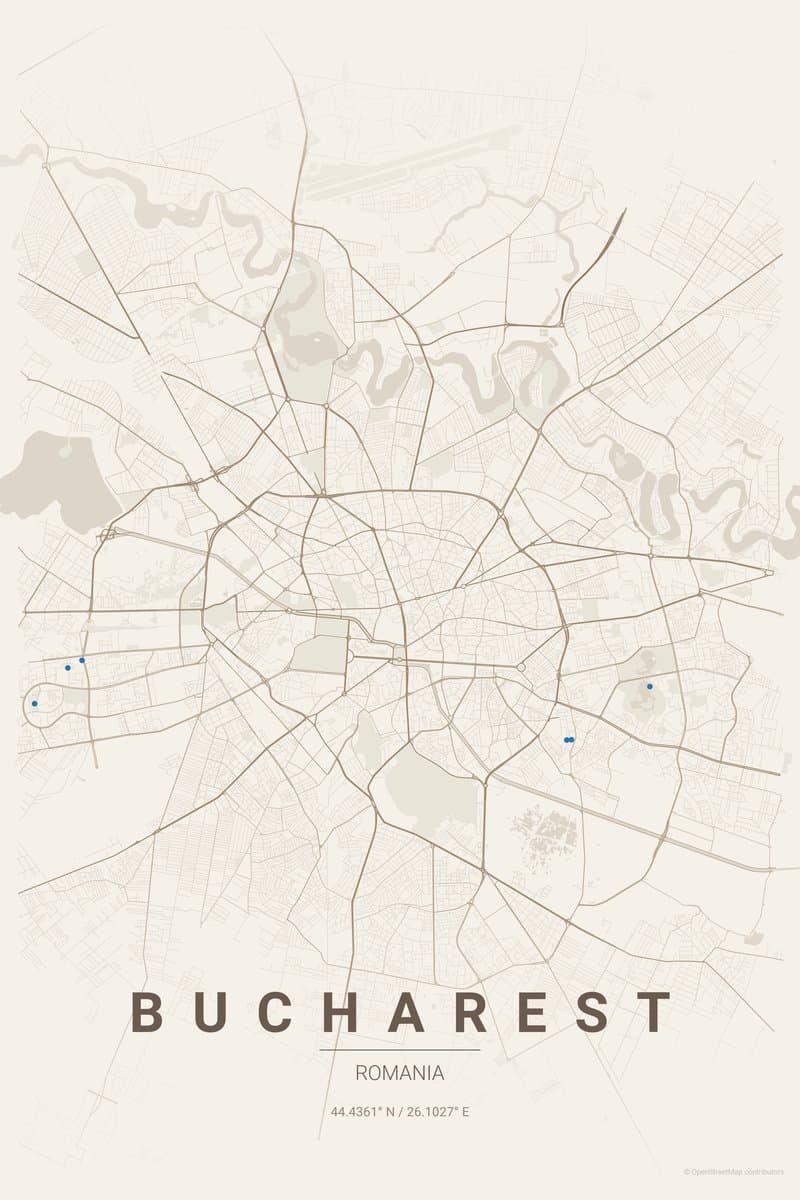 Bucharest Warm beige map poster preview