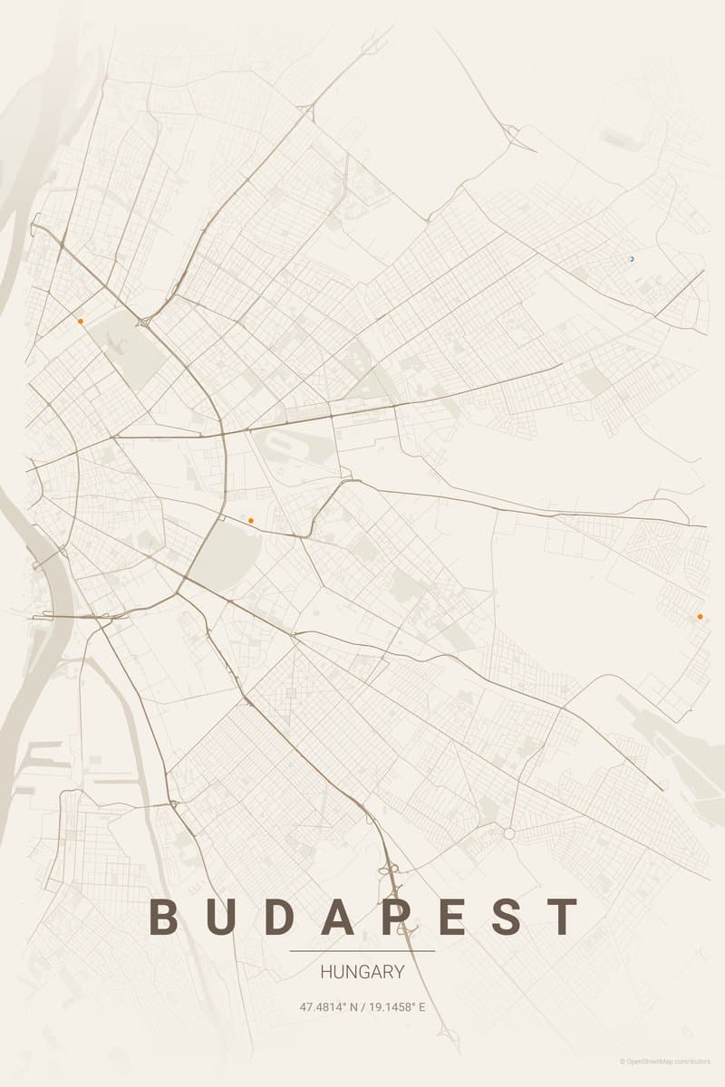 Budapest Warm beige map poster preview