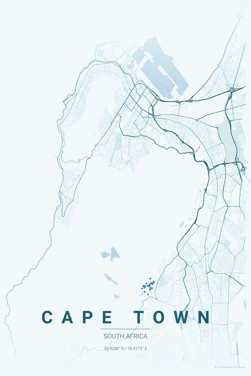 Cape Town Ocean map poster preview