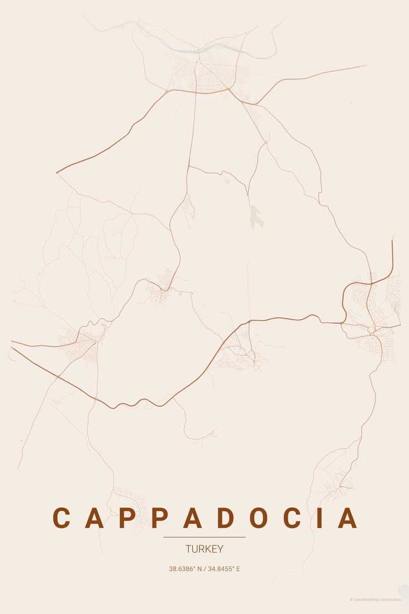 Cappadocia Terracotta map poster preview