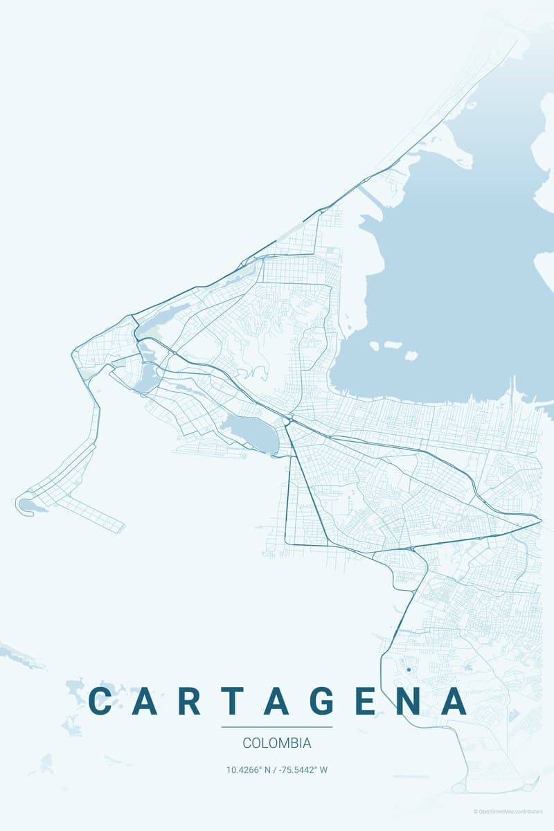 Cartagena Ocean map poster preview