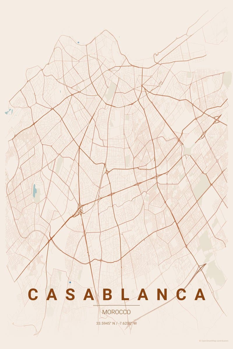 Casablanca Terracotta map poster preview