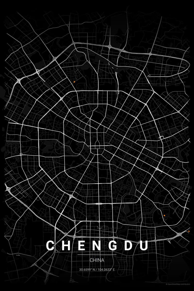 Chengdu Noir map poster preview