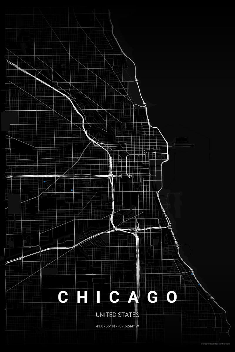 Chicago Noir map poster preview