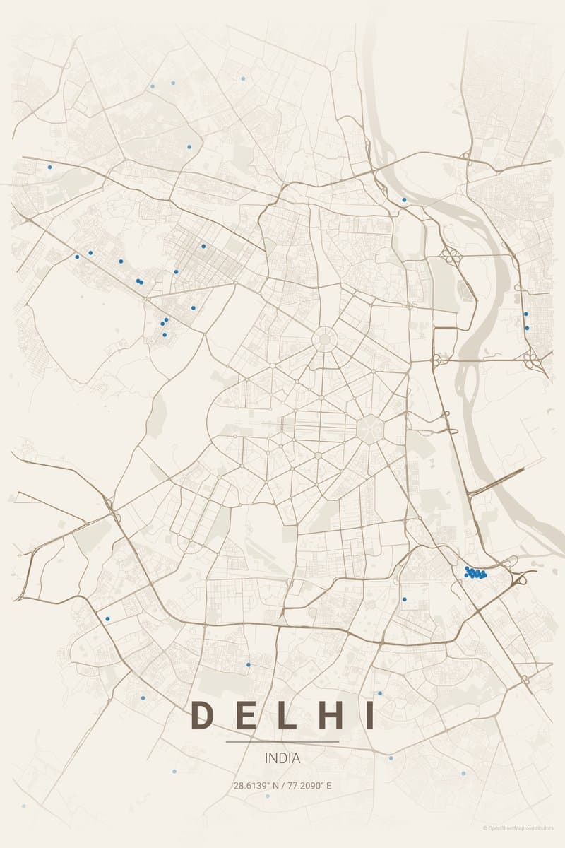 Delhi Warm beige map poster preview