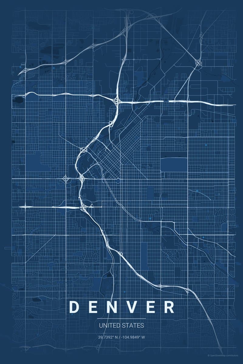 Denver Blueprint map poster preview