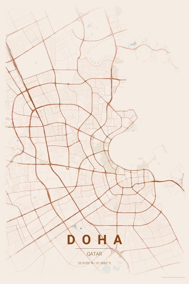 Doha Terracotta map poster preview