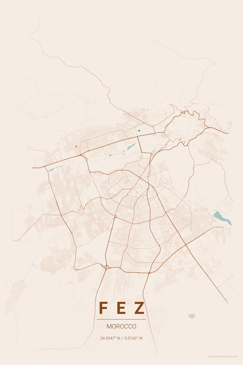 Fez Terracotta map poster preview