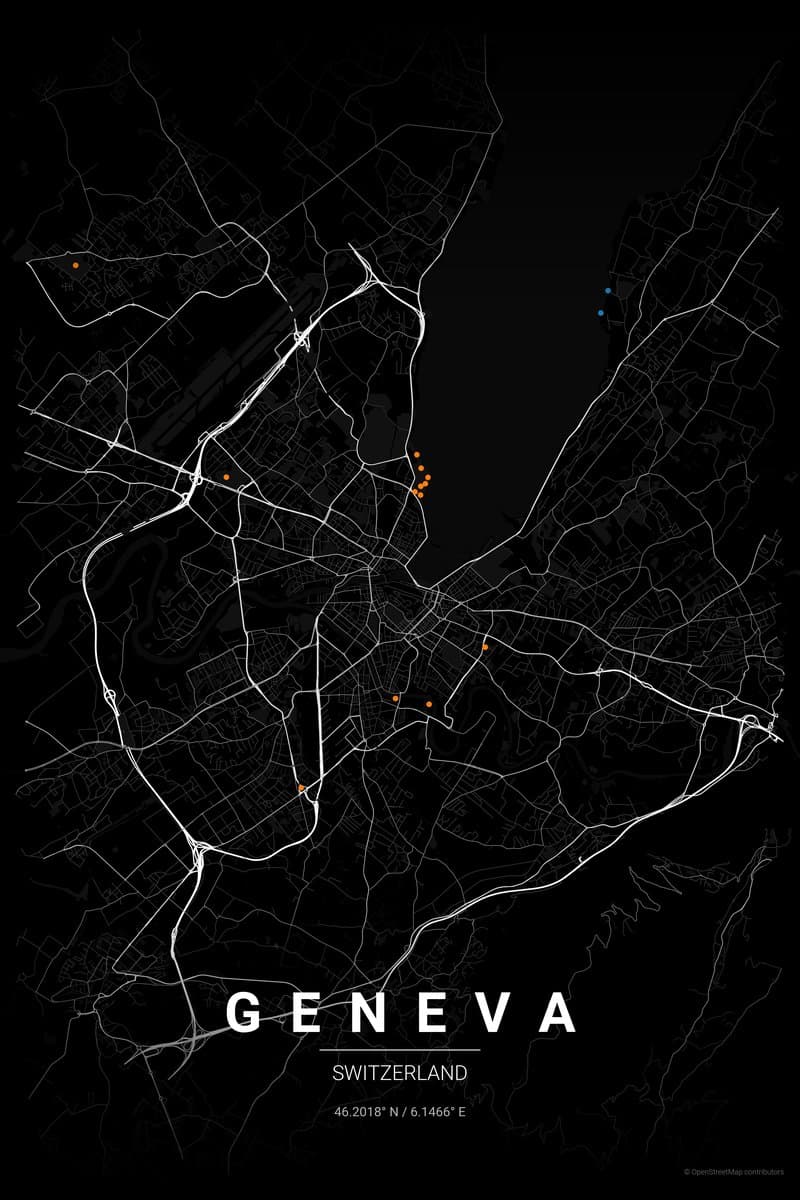 Geneva Noir map poster preview