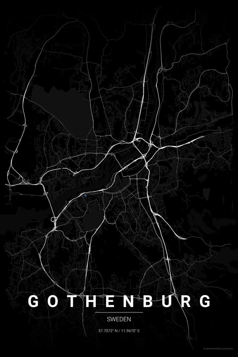 Gothenburg Noir map poster preview