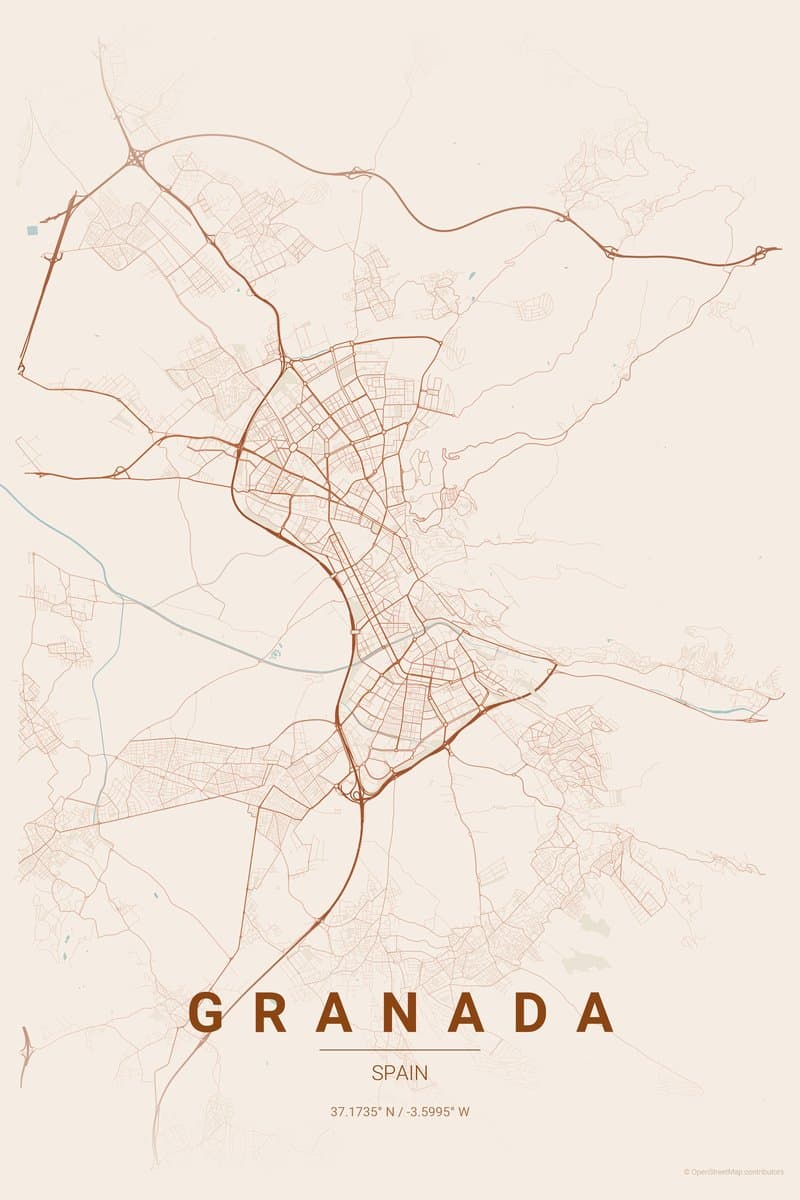Granada Terracotta map poster preview