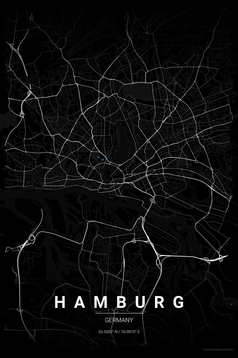 Hamburg Noir map poster preview