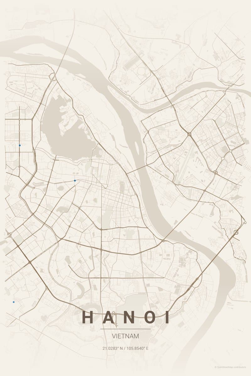 Hanoi Warm beige map poster preview