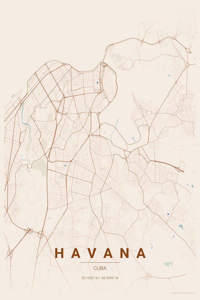 Havana Terracotta map poster preview