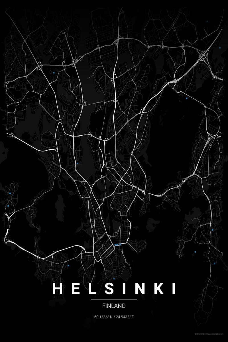 Helsinki Noir map poster preview