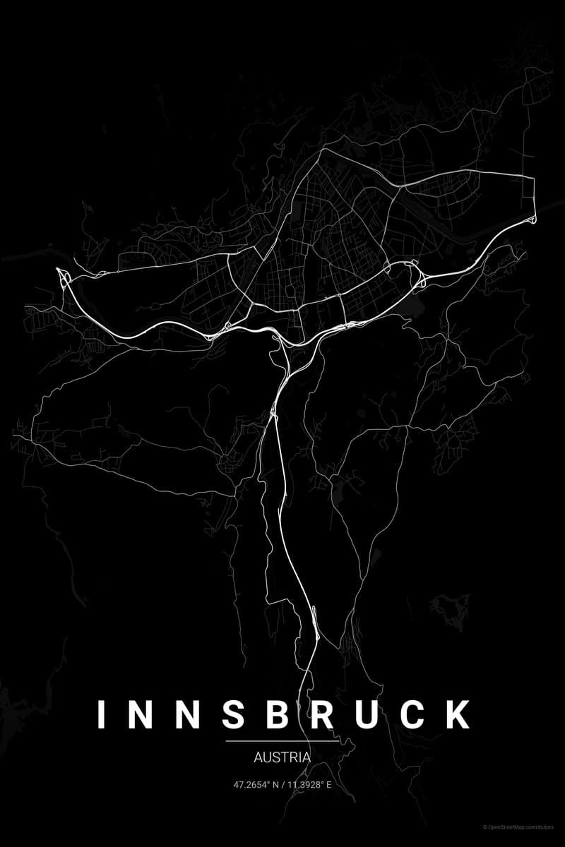 Innsbruck Noir map poster preview
