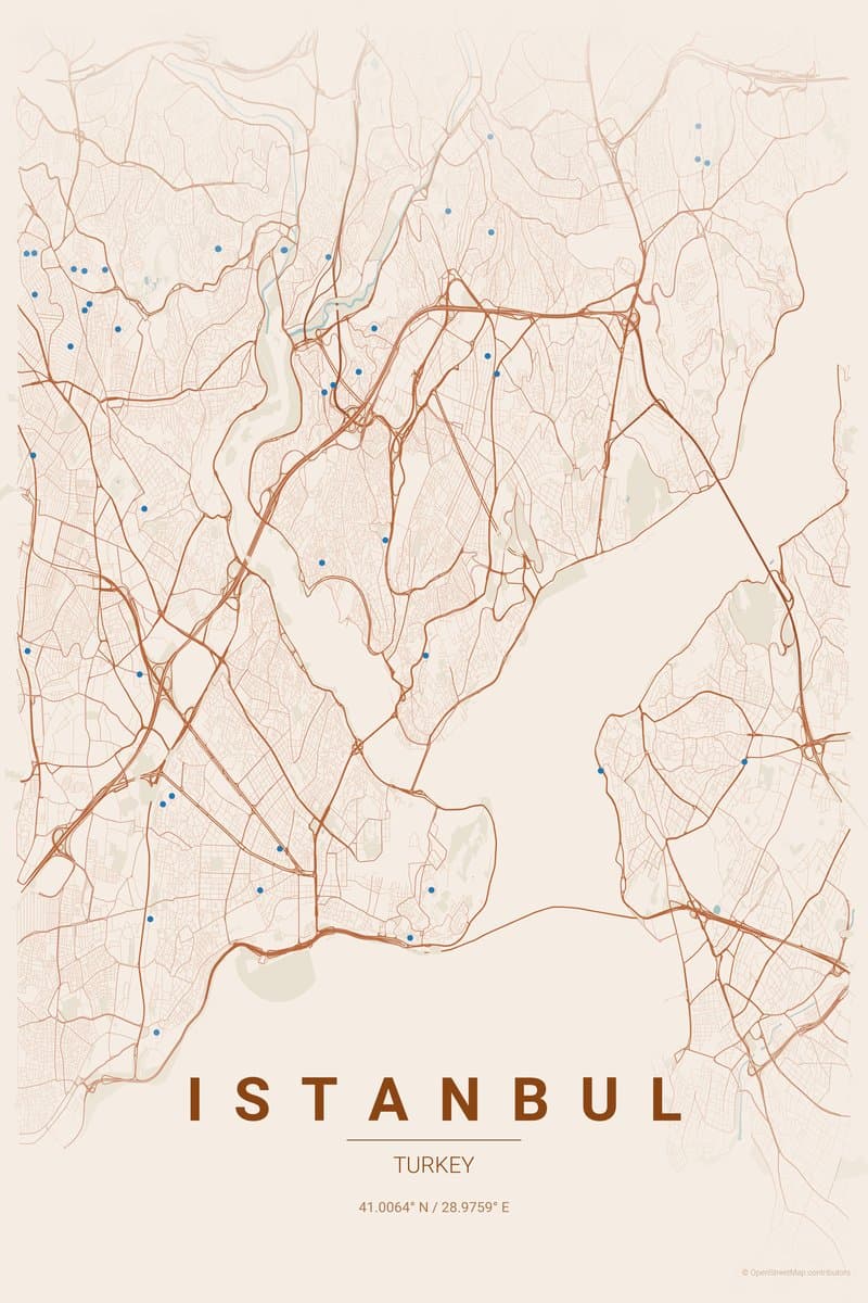 Istanbul Terracotta map poster preview