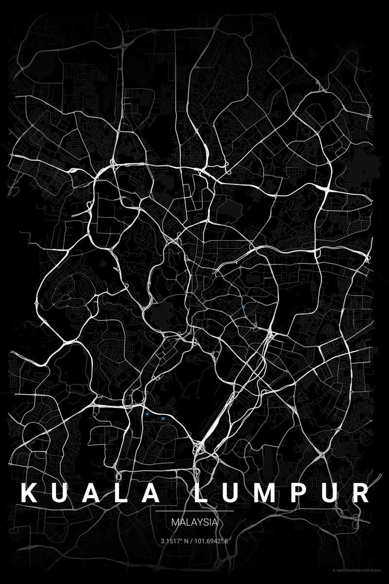 Kuala Lumpur Noir map poster preview