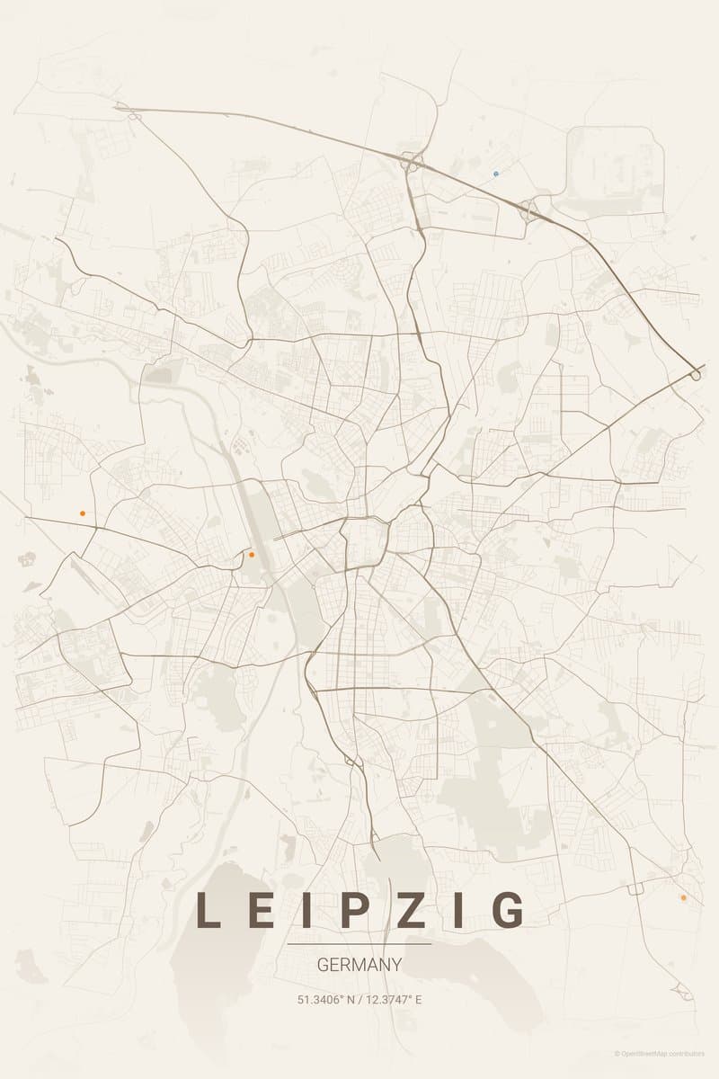 Leipzig Warm beige map poster preview