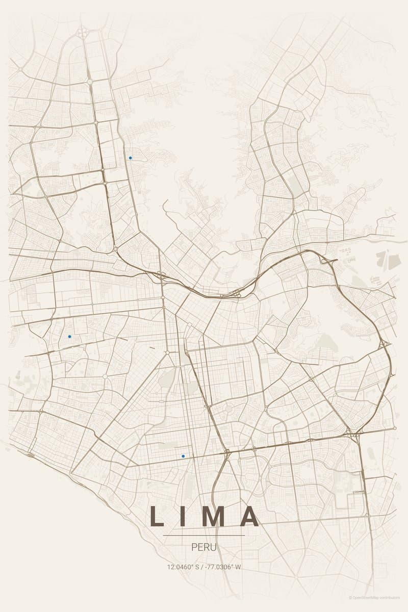 Lima Warm beige map poster preview