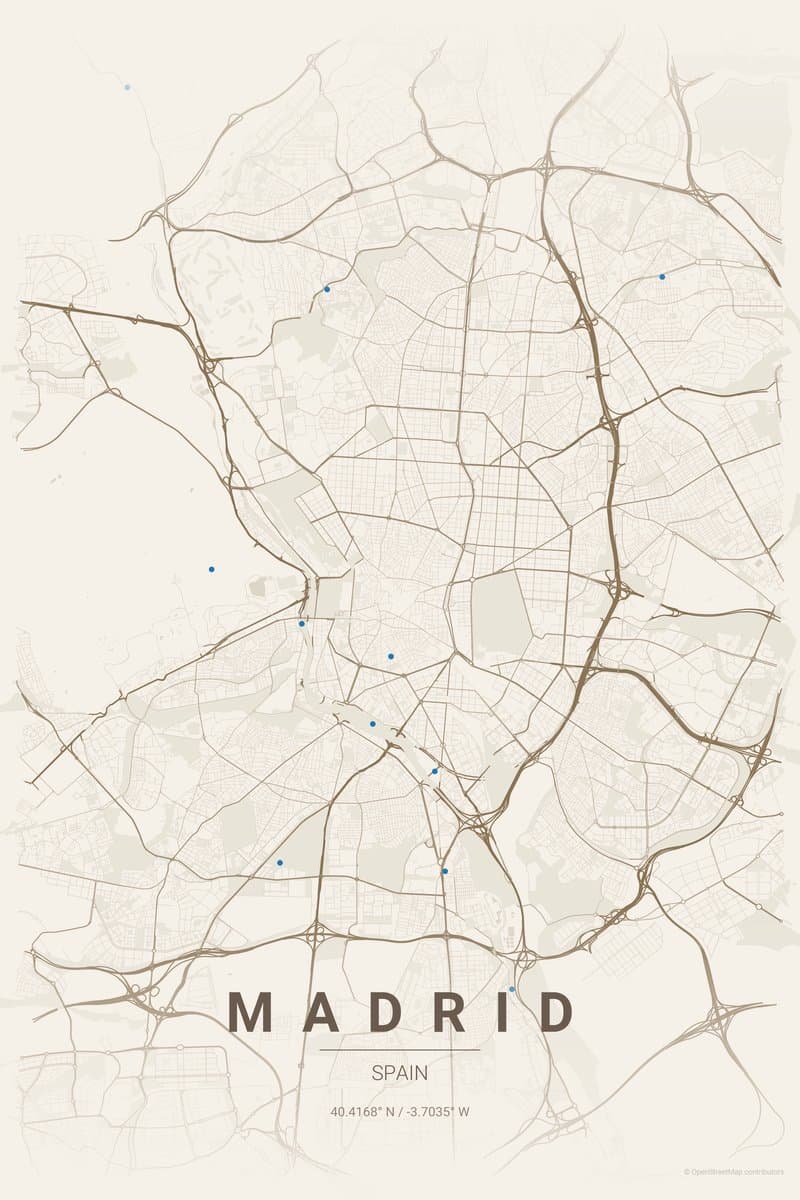 Madrid Warm beige map poster preview