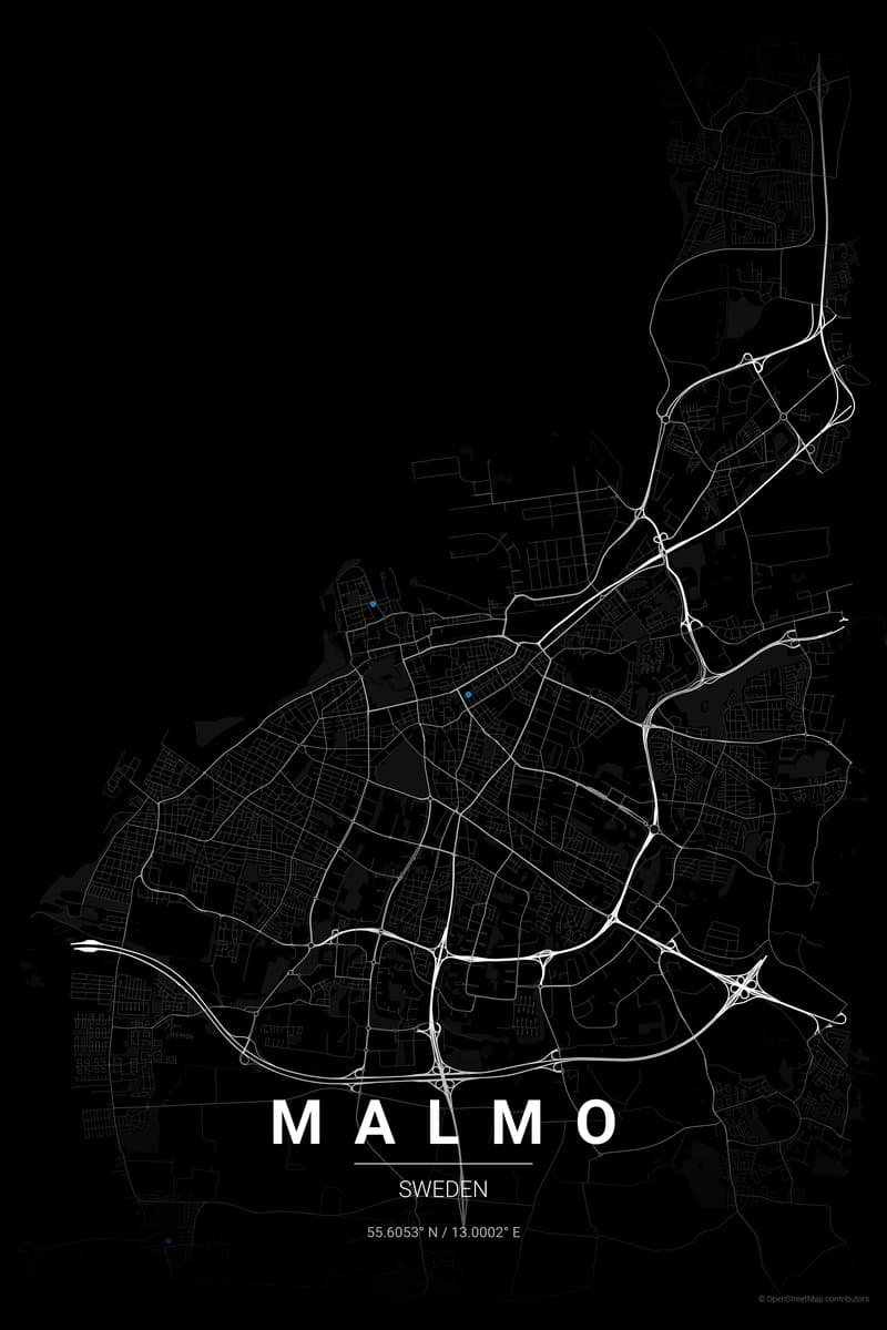 Malmo Noir map poster preview
