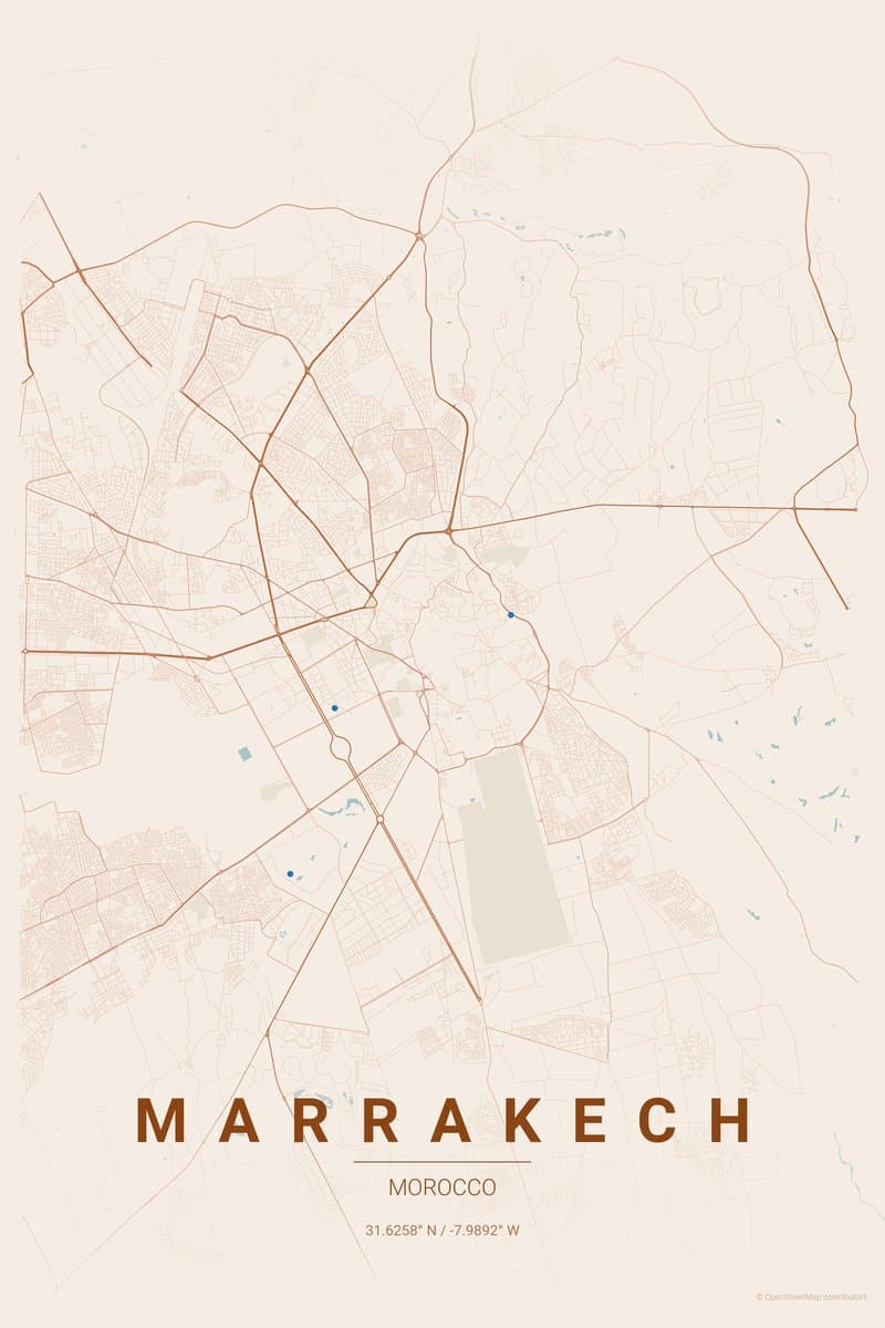Marrakech Terracotta map poster preview