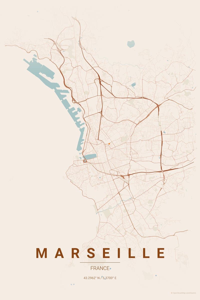 Marseille Terracotta map poster preview