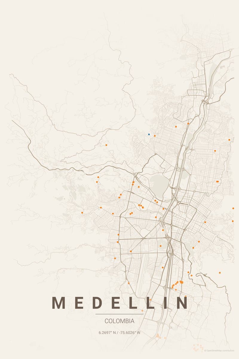 Medellin Warm beige map poster preview