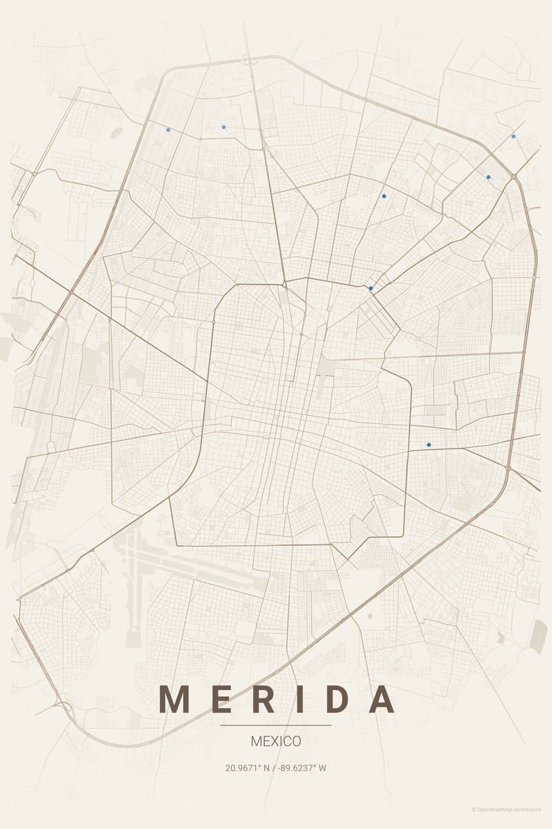 Merida Warm beige map poster preview