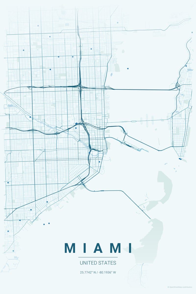 Miami Ocean map poster preview