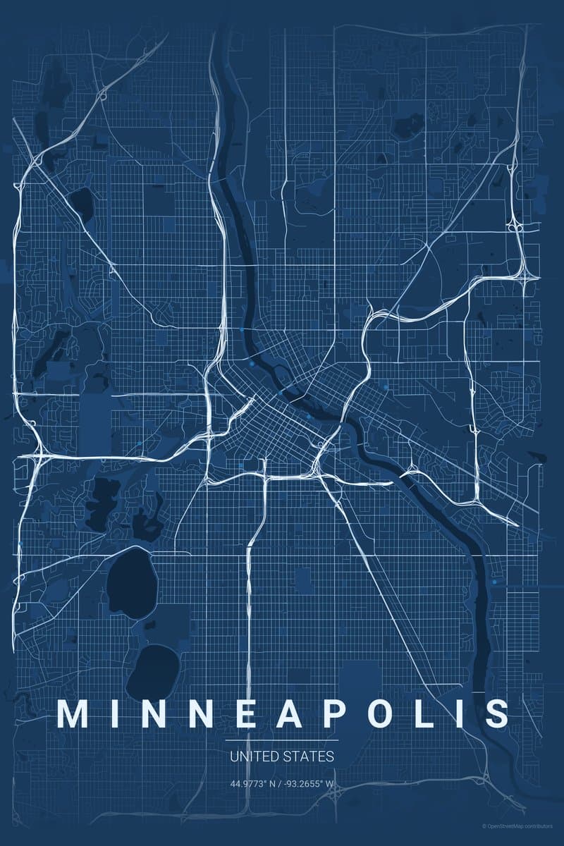 Minneapolis Blueprint map poster preview
