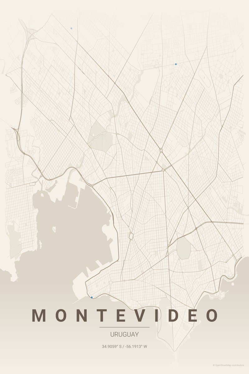 Montevideo Warm beige map poster preview