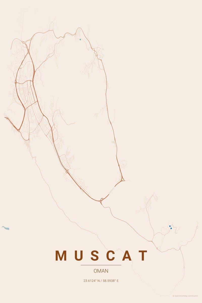 Muscat Terracotta map poster preview