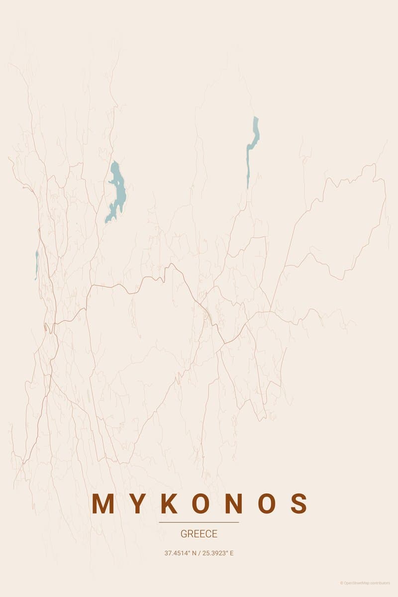 Mykonos Terracotta map poster preview