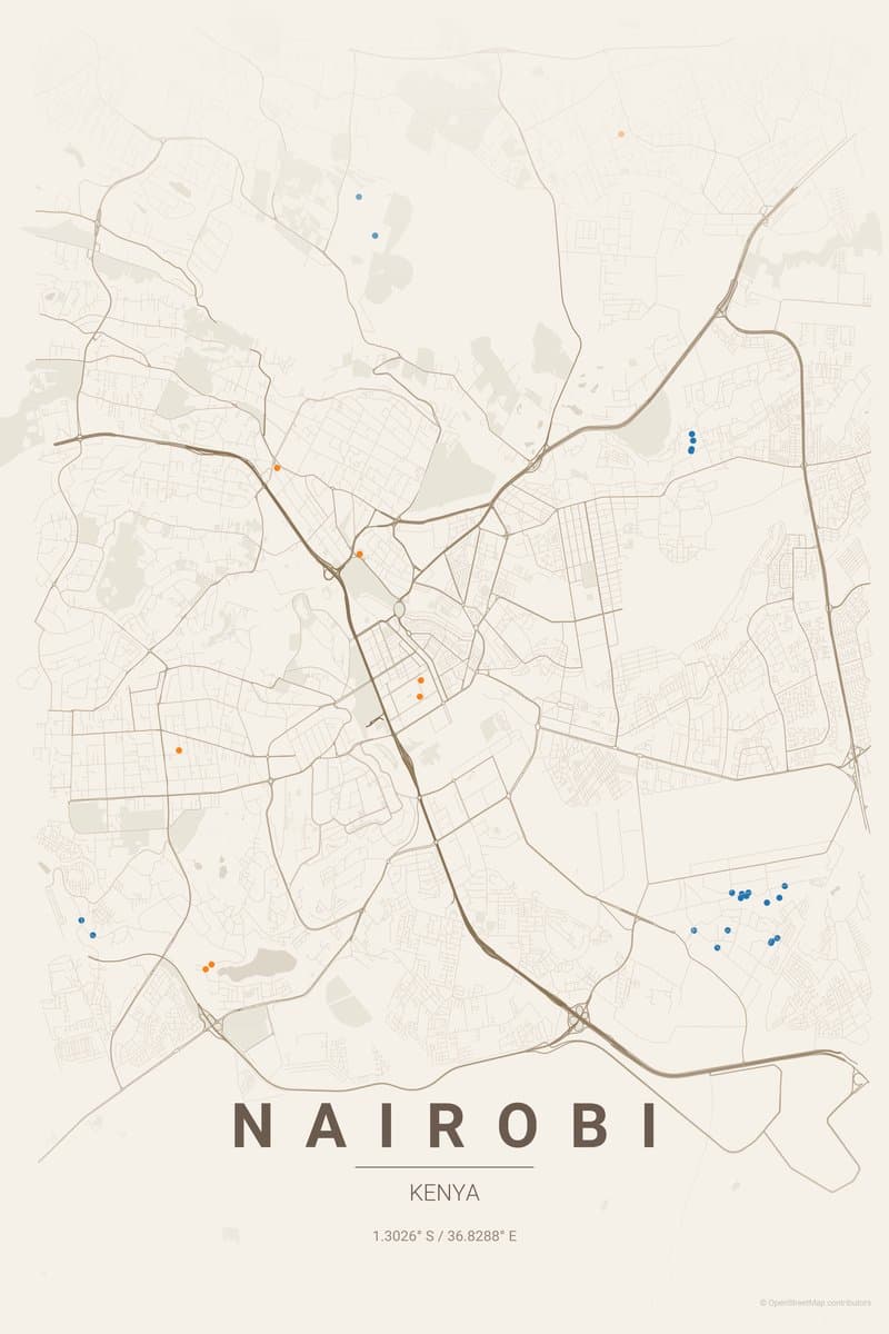Nairobi Warm beige map poster preview