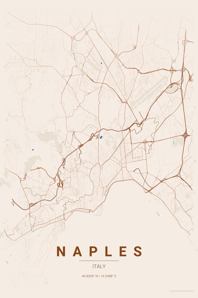 Naples Terracotta map poster preview