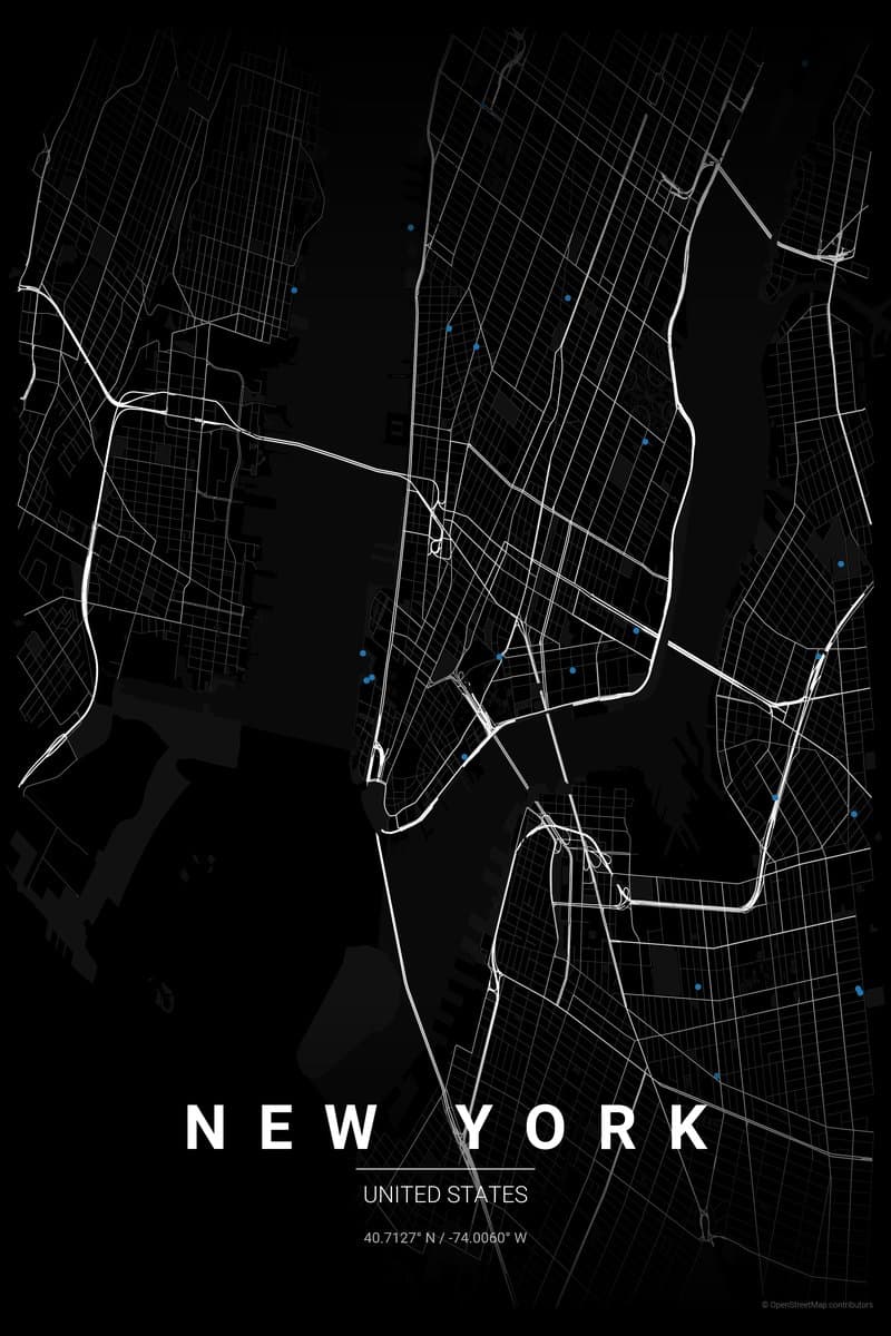 New York Noir map poster preview