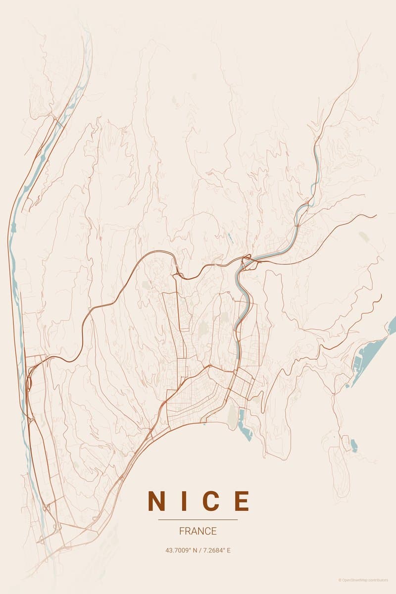 Nice Terracotta map poster preview