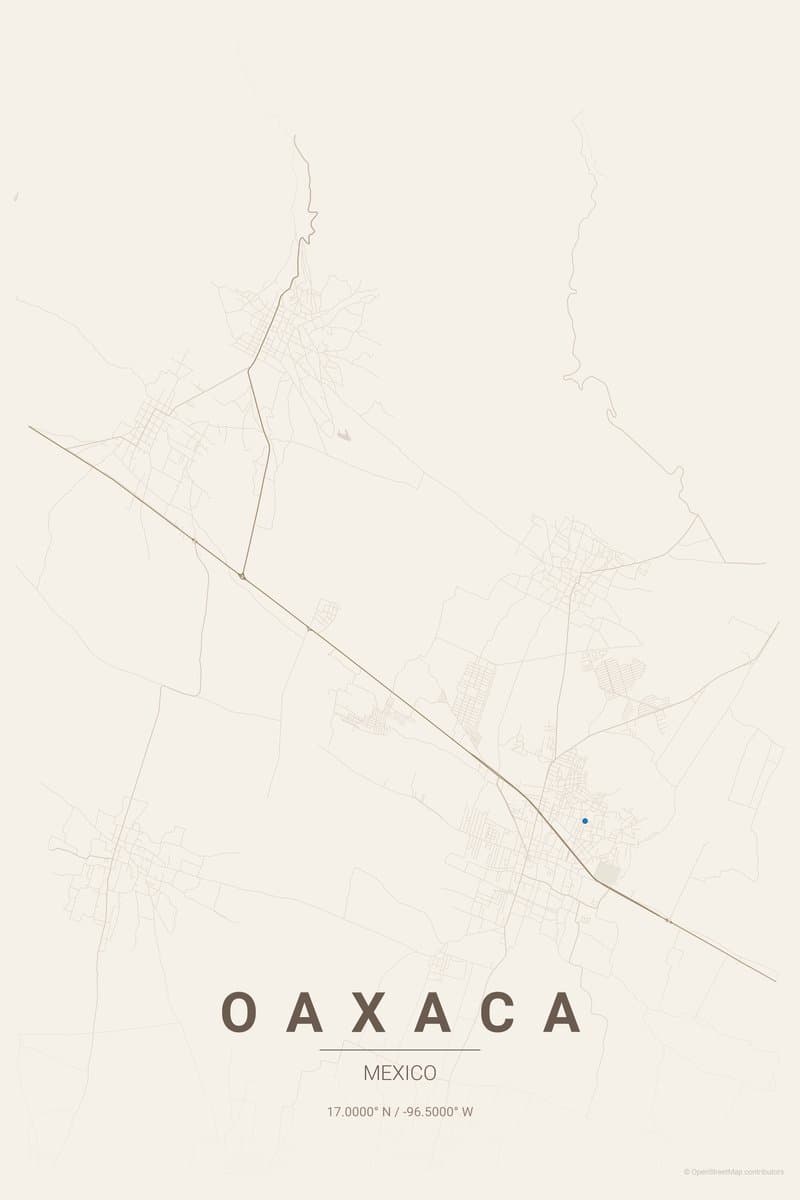 Oaxaca Warm beige map poster preview